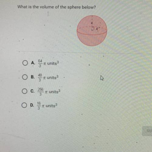 What is the volume of the sphere below PLEASE HELP FAST