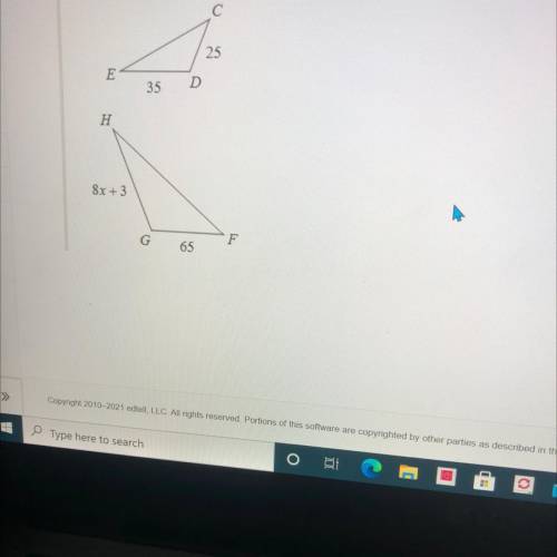 Solve for x the triangles are the same