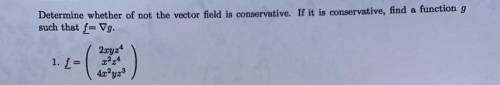 Determine whether or not the vector field is conservative. If it is conservative, find a function g