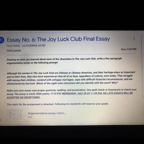 Joy luck club 5 paragraph essay