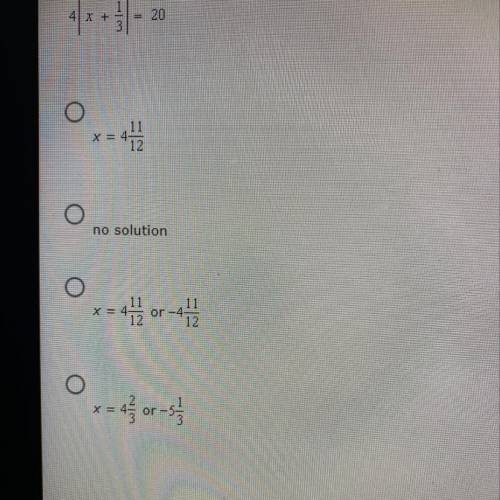 Solve the equation. If there is no solution, select no solution.
