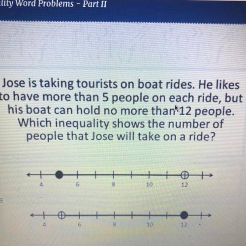 PLEASE HELP LOOK AT PICTURE FOR A OR B

Jose is taking tourists on boat rides. He likes
to hav