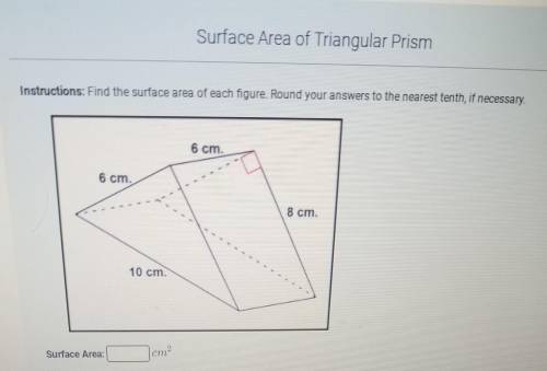 Find the surface area of each figure. Round to the nearest tenth if necessary.​
