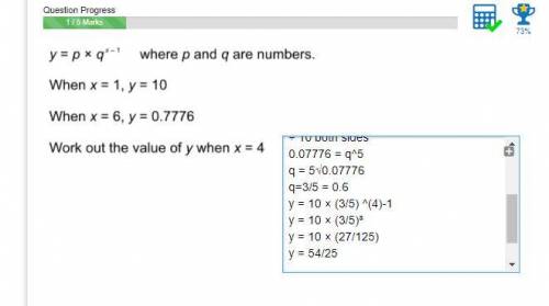 Find y when x = 4 (30 points)