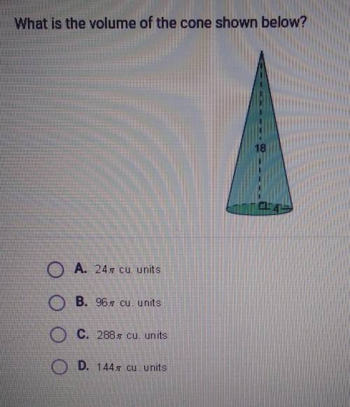 What is the volume of the cone below?​