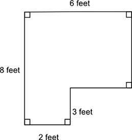 The figure shows a carpeted room. How many square feet of the room are carpeted?

A polygon that i
