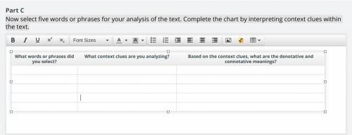 Now select five words or phrases for your analysis of the text. Complete the chart by interpreting