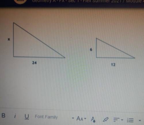 the two triangles below are similar use what you know about similar triangles to find the missing s