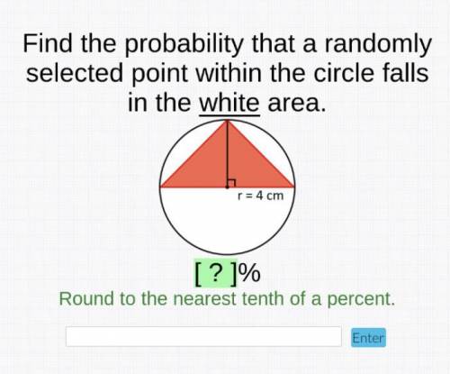 Find the probability that a randomly selected point within the circle falls in the white area. Plea