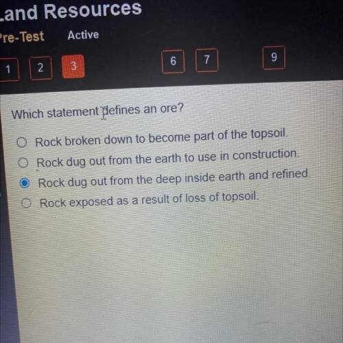 Which statement defines an ore?