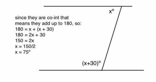 If x and x+30 are the pair of co - interior angle​