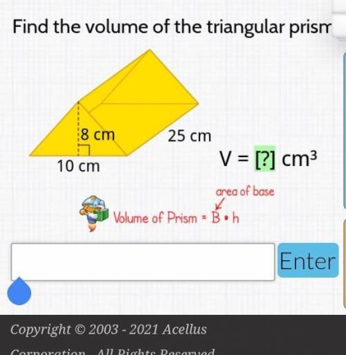Whats the volume the triangular prism?​
