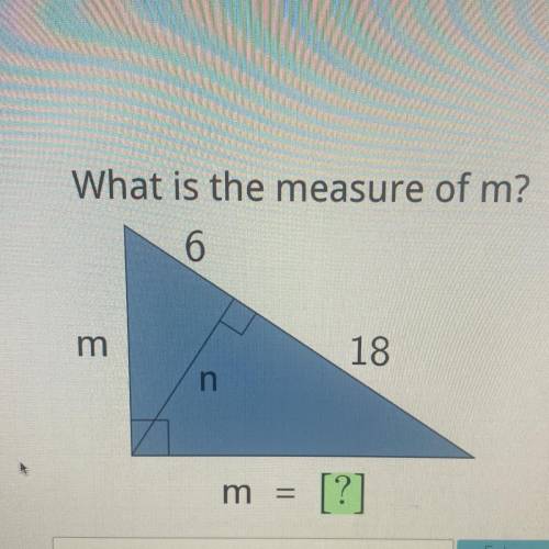 What is the measure of m?
6
3
18
n
m =
=
[?]