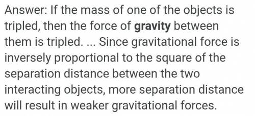 what will be the gravitational force between two heavenly bodies if the masses of both are tripled k