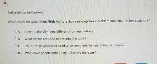 Select the Correct Answer.

Which Question would MOST LIKELY indicate that a passage has a problem