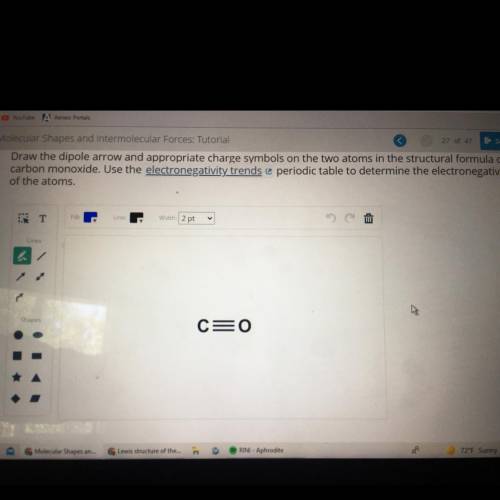 Draw the dipole arrow and appropriate charge symbols on the two atoms in the structural formula of