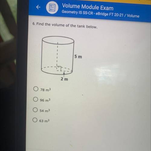 6. Find the volume of the tank below.
