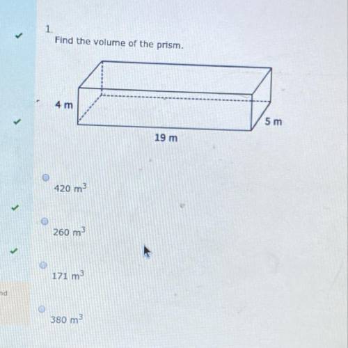 Find the volume of the prism.
4 m
5 m
19 m