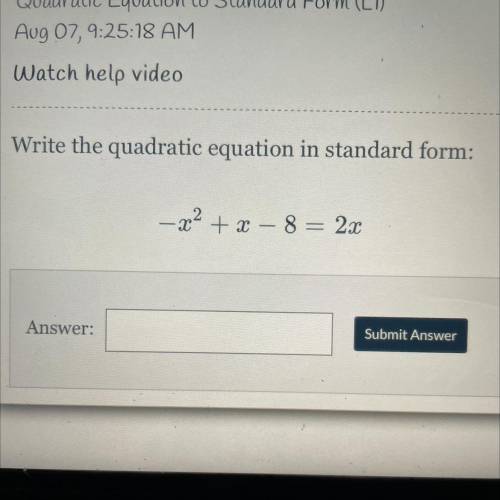Write this quadratic equation in standard form.