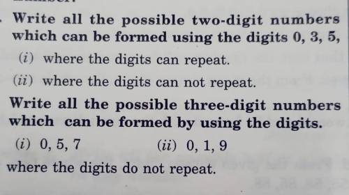 Write all the possible two-digit numbers which can be formed using the digits 0,3,5