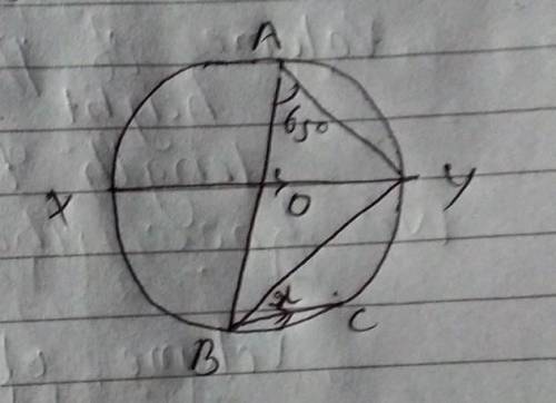 In the of the given figure o is the centre , XY//BC, what is the value of x?

a. 35 b. 25° c. 15°