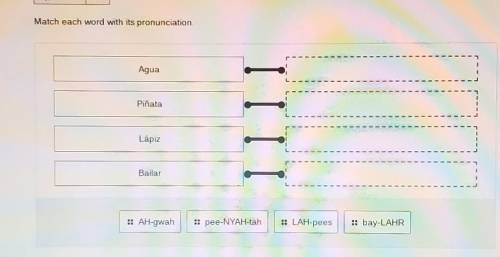 HELP PLS Match each word with its pronunciation. am 1 1 1 . Agua m Hum LE Piñata III ------------ .