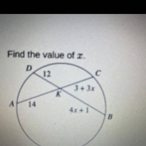 Find the value of x.
A.6
B.2
C.3
D.5