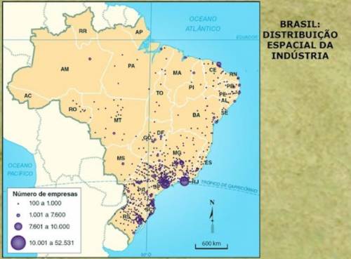 Sobre a industrialização brasileira, observe o mapa que segue e identifique a opção que não se apli