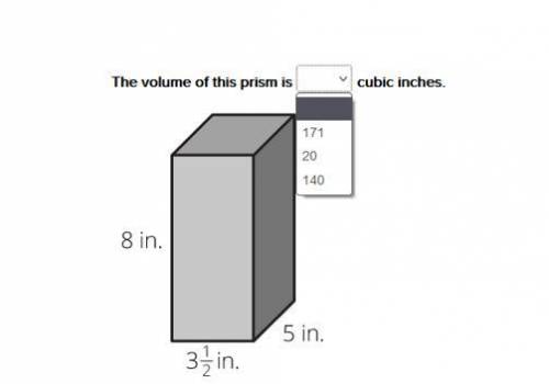 The volume of this prism is cubic inches.