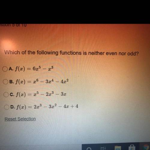 Which of the following functions is neither even nor odd?
