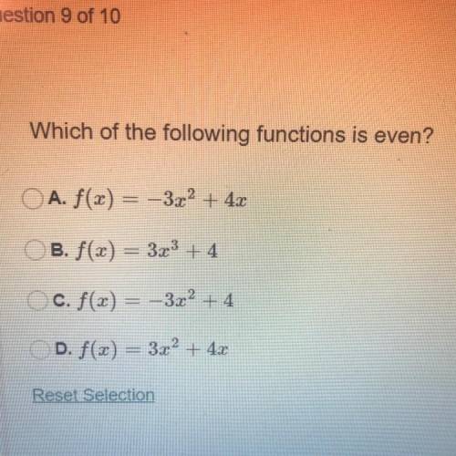 Which of the following functions is even?