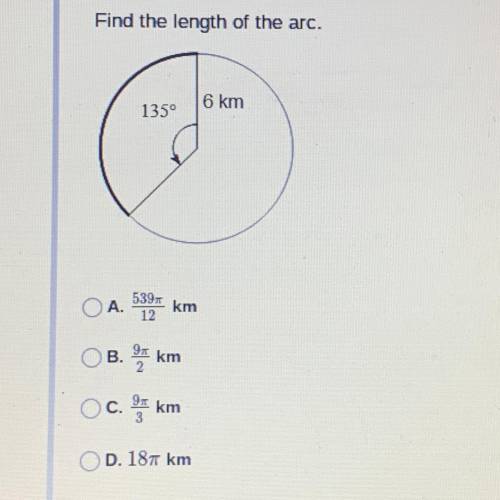 NEED HELP ASAP 
Find the length of the arc