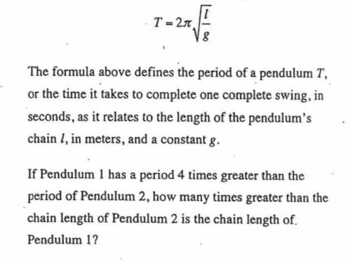 How much times greater than the chain length of Pendulum 2 to the chain length of Pendulum 1?