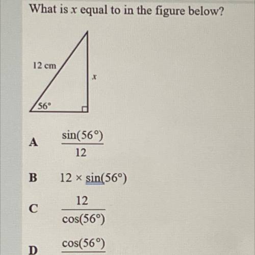What is x equal to in the figure below?
12 cm
56
I’m