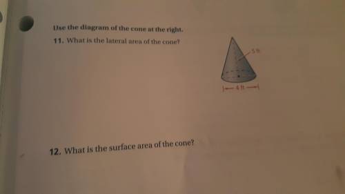 Please help me it's the lateral area of a cone along with the surface area
