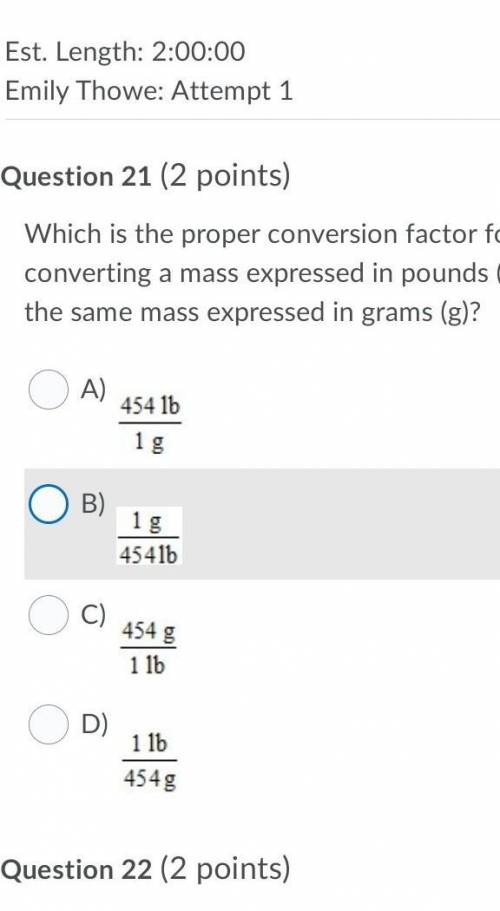 I need help please Which is the proper conversion factor for converting a mass expressed in pounds