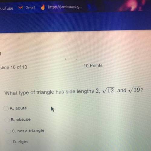 What type of triangle has side lengths 2, 712, and 19?