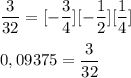 \displaystyle \frac{3}{32} = [-\frac{3}{4}][-\frac{1}{2}][\frac{1}{4}] \\ \\ 0,09375 = \frac{3}{32}