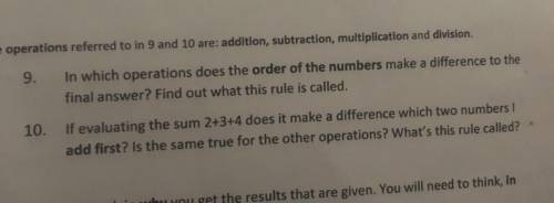 Hey guys I need help in these. Thanks in advance^^

1) In which operations does the order of the n