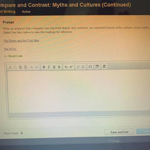 Compare and Contrast: Myths and Cultures (Continued)

Short Writing
Active
Prompt
Write an analysi