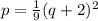 p =  \frac{1}{9} (q + 2) {}^{2}