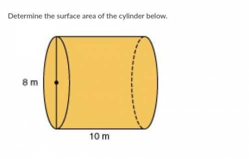 Determine the surface area of the cylinder below.

351.9 m2
301.6 m2
251.3 m2
452.4 m2