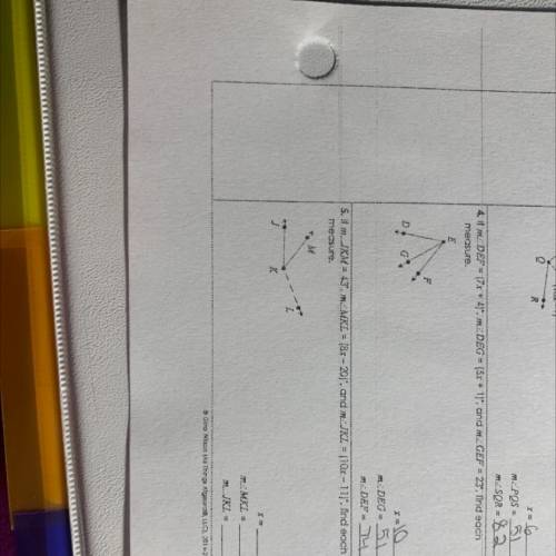 Geometry WS (Angle Addition Postulate) (20 pts)