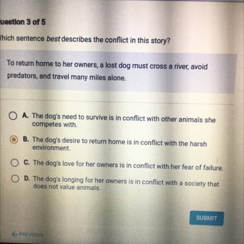 Which sentence best describes the conflict in this story?

To return home to her owners, a lost do
