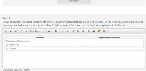 (30 Points) Think about the founding documents of the US government that are listed in the table. I
