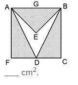 ABCF is a square with side length of 14 cm. Given that DF = DC and E is the Center of the square, W