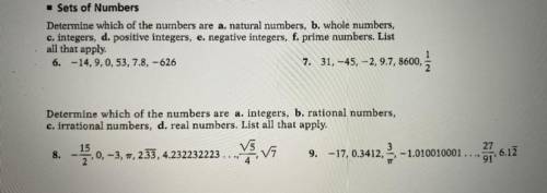 I need help with number 6 and 9 please help me!