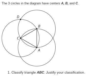 Can someone please help me it's urgent!
Classify triangle ABC. Justify your classification.