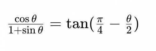 CosA /1+sinA=tan(π/4-A/2)please solve my question ​