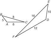 Which statement about and is true?

A picture shows triangle A B C and triangle D E F. Triangle A
